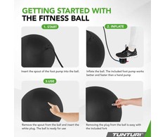 Tunturi Anti Burst gimnastikos kamuolys su pompa, 55 cm, juodos spalvos