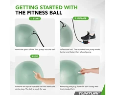 Tunturi Anti Burst gimnastikos kamuolys su pompa, 65 cm, mėtų spalvos