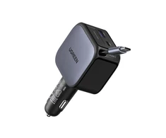 UGREEN Nexode 60W automobilinis įkroviklis su ištraukiamu USB-C laidu