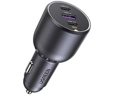 Automobilinis įkroviklis UGREEN EC705, USB-A + 2x USB-C, 130W + 1m 5A laidas