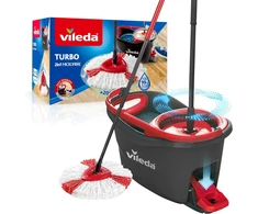 Vileda Easy Wring &amp; Clean Turbo Grindų plovimo šluota su besisukančiu gręžtuvu | Teleskopinė rankena 85 – 123 cm
