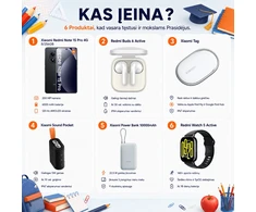 XIAOMI SUMMER PACK: Redmi Note 15 Pro 4G 8/256GB Juodas + Xiaomi Power Bank 10000 mAh + Xiaomi Sound Pocket + Redmi Buds 6 Active + Xiaomi Tag + Redmi Watch 5 Active