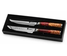 Damasko plieno peilių rinkinys kepsniams Kamazaki KZI211STK, 13 cm, 2 vnt.