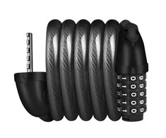 Dviračio spyna RockBros L50115BK, 5 skaitmenų užraktas, juoda