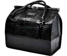 Lagaminas makiažo priemonėms Osom Professional Leather Soft Sided Cosmetic Case OSOMKSC080BL, kosmetologams, juodos spalvos