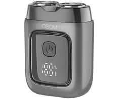 Mini plaukų skutimo mašinėlė-barzdaskutė OSOM LED Metal Body Dual Blade Rotary Shaver OSOM02973, pilkos spalvos