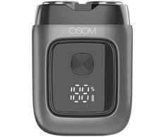 Mini plaukų skutimo mašinėlė-barzdaskutė OSOM LED Metal Body Dual Blade Rotary Shaver OSOM02973, pilkos spalvos