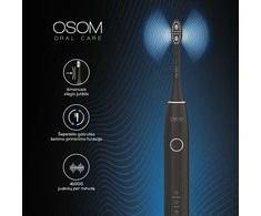 Įkraunamas, elektrinis, garsinis dantų šepetėlis OSOM Oral Care Sonic Elektrinis dantų šepetėlis Juodas OSOMORALV10BL, juodos spalvos