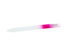 Stiklinė nagų dildė OSOM Professional NF04C22C03, smailiu galu, dvipusė su plastikiniu įdėklu, 13,5 cm