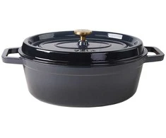 Ovalus emaliuotas ketaus puodas Zyle ZY040DGKI, pilkas, 7,8 l