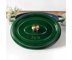 Ovalus emaliuotas ketaus puodas Zyle ZY040GRKI, žalias, 7,8 l