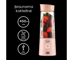 Įkraunama, nešiojama kokteilinė su titanu dengtais ašmenimis Zyle, ZY015RBP, rožinės spalvos