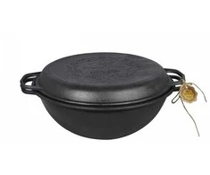 Maysternya Ketaus KAZANAS WOK 8L su ketaus dangčiu keptuvė | T405CP