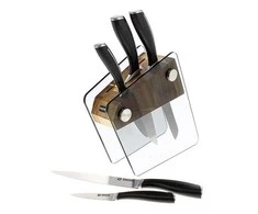 Peilių rinkinys Vinzer Crystal VNZ89113/VNZ50113, 6 vnt. su permatomu stovu