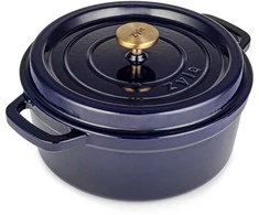 Apvalus emaliuotas ketaus puodas Zyle ZY01BLKI Ø27 cm, 5 l, mėlynas