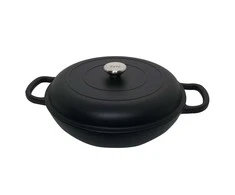 Apvalus emaliuotas ketaus puodas Zyle ZY030CBKI Ø30 cm, 3,5 l, juodas