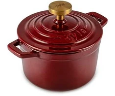 Apvalus emaliuotas ketaus puodas Zyle ZY03RKI Ø14 cm, raudonas