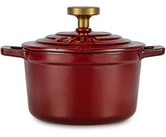 Apvalus emaliuotas ketaus puodas Zyle ZY03RKI Ø14 cm, raudonas