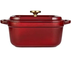 Keturkampis emaliuotas ketaus puodas Zyle ZY08RKI, 24 x 24 cm, 4.5 l, raudonas
