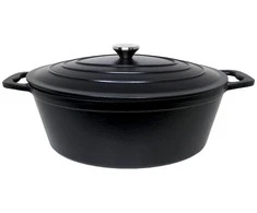 Ovalus emaliuotas ketaus puodas Zyle ZY036BKI, talpa 7,7 l, juodas