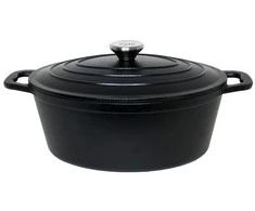 Ovalus emaliuotas ketaus puodas Zyle ZY028BKI, talpa 4 l, juodas
