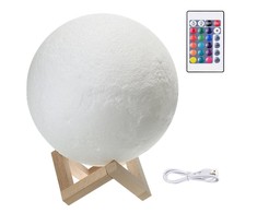 3d rgb moon night light with remote control