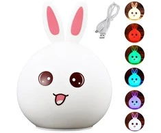 Children's led night light rabbit touch rgb