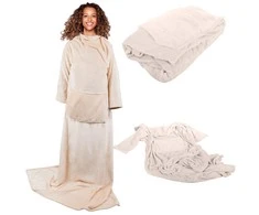 Fleece sleeved blanket warm blanket sweatshirt 140x200