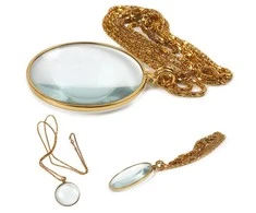 Reading glass auksinis neck 5x elegant