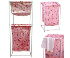 Laundry basket double shelf linen clothes basket