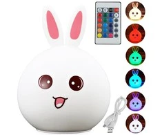 Led rabbit remote control rgb usb night light for kids