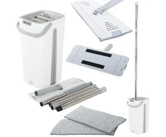Rotary flat mop two-chamber wringer bucket