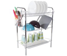 Three-tier drying rack kitchen drainer