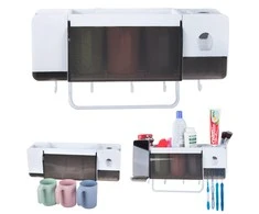 Toothbrush cup organiser toothpaste dispenser
