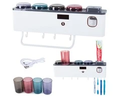 Toothbrush organiser cups toothpaste dispenser uv