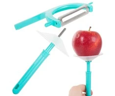 Vegetable peeler fruit scraper with guard