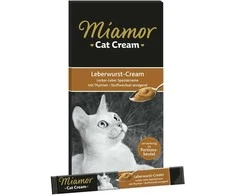 FINNERN MIAMOR LEBERWURST-CREAM skystas kačių skanėstas su kepenėlėmis suaugusioms katėms, 6x15 g