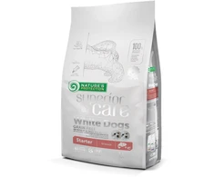 Nature's Protection Superior Care Baltas Dogs begrūdis su lašiša Starter All Breeds 1,5kg, visų veislių junkomų baltakailių šuniukų sausas begrūdis pašaras su lašiša