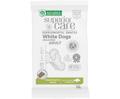 Nature's Protection Superior Care Baltas Dogs begrūdis Hypoallergenic Dental with su balta žuvimi Adult All breeds, begrūdis suaugusių šunų pašaro papildas – skanėstai su balta žuvimi, 150 g