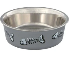 TRIXIE gyvūnų augintinių dubenėlis, nerūdijančio plieno, dengtas plastiku, su žuvies aplikacija, 0,25 l/ø 12 cm