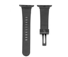 Connect Watch 38/40/41mm Single loop buckle leather Watch Straps Juodas