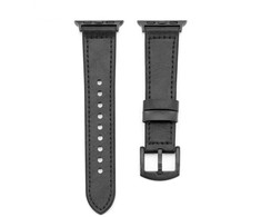 Connect Hibrīda Ādas-Silikona Pulksteņa Siksna 38/40/41mm (M/L 132mm) Melna
