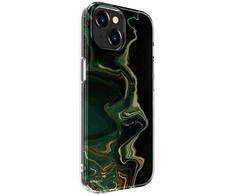 Dėklas Evelatus Apple iPhone 15 PC Customized Print Design Marble Dark Žalias