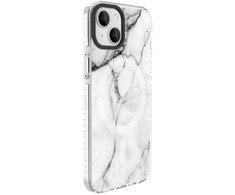 Dėklas Evelatus iPhone 15 hibrīda vāciņš ar MagSafe PC + TPU drukāts dizains Marmora Balts