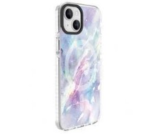 Dėklas Evelatus iPhone 15 hibrīdā vāciņš ar MagSafe PC + TPU ar drukātu dizainu violets