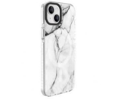 Dėklas Evelatus iPhone 15 hibrīda vāciņš ar MagSafe PC + TPU drukāts dizains Marmora Balts
