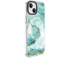 Dėklas Evelatus iPhone 15 hibrīda apvalks ar MagSafe PC + TPU drukātā dizaina mėlynas marmors