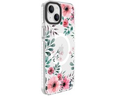 Dėklas Evelatus Apple iPhone 15 Plus PC+TPU With MagSafe Customized Print Flower Transparent