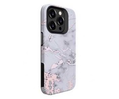 Dėklas Evelatus iPhone 15 Pro Aizsargapvalks TPU + PC Drukāta Dizains Marmorā Sudrabā