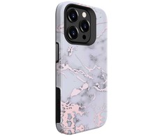 Dėklas Evelatus iPhone 15 Pro Aizsargapvalks TPU + PC Drukāta Dizains Marmorā Sudrabā